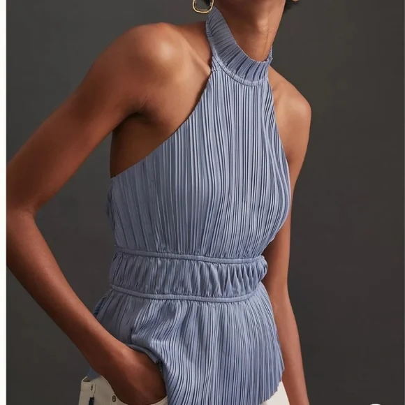 Anthropologie Pleated Halter Top Size L - Picture 3 of 7